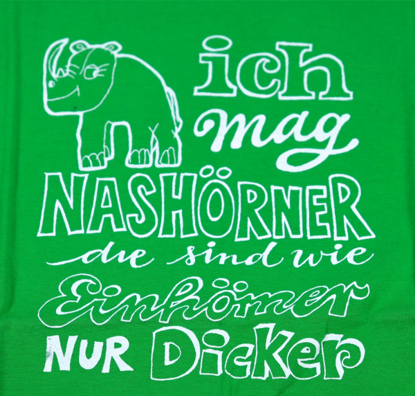 T-Shirt "Ich mag Nashörner..." hellgrün